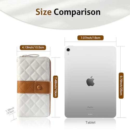 TiMOVO RFID Leather Wallet with Wrist Strap for Women, Beige + Brown — view 6