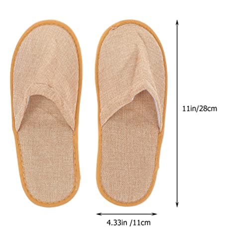 Zerodeko 6 Pairs Foldable Slippers Cotton Linen Guest Slippers Khaki — view 2