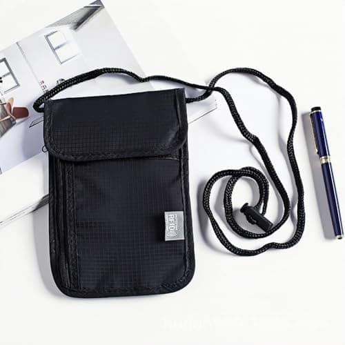 DOETYD Neck Pouches Neck Wallet for Women and Men, Secure Neck Wallet and Passport Holder RFID Blocking, Chest Bag for Travel Waterproof Hidden Anti-theft, Black — view 6