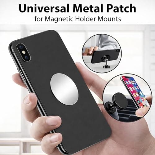 BOULTON Metal Plate for Magnetic Phone Holder - Pack of 2 | Thin Round and Rectangle Adhesive Stickers | Phone Case for Car Mount Magnet Sticky Pads — view 2