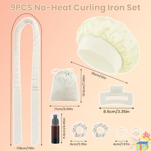 BUTBU Heatless Curlers Headband, 9PCS No Heat Hair-Curlers and Rollers — view 2