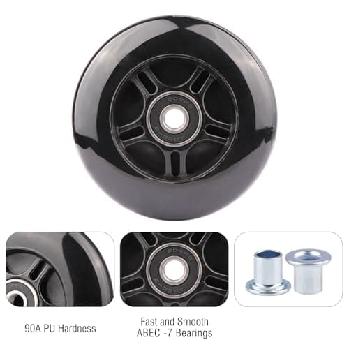 WHEELGOO 2-Pack PU Luggage Suitcase Replacement Wheels Repair Kit w/ABEC-7 Bearings and 6mm Axles for Trolley Carry-on Roller Travel Bag (85 * 24mm) — view 3