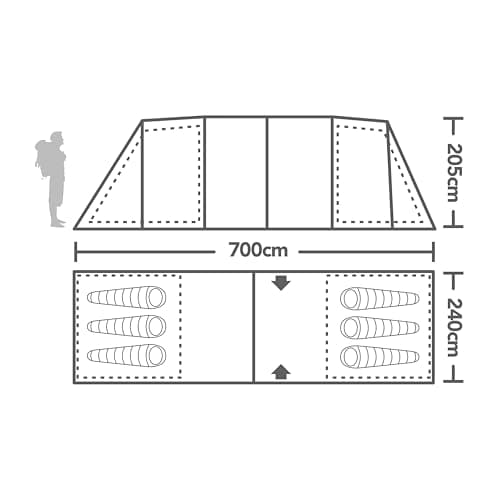 Hi-Gear Zenobia Eclipse 6 Man Tent with Darkened Bedrooms, Spacious Living Area & Sewn In Groundsheet, 6 People, Easy to Pitch, Tunnel Design, Ideal for Family Camping, Festivals, 4000mm HH — view 3