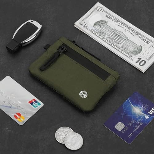 DiULi Small RFID Blocking Wallet for Men & Women | Secure Travel Zip Card Holder with Coin Pocket | Compact Slim Minimalist Black RFID Wallet Green — view 5