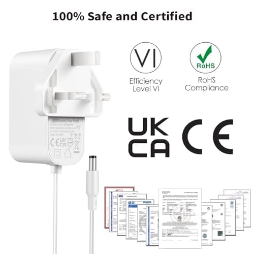 12V Power Supply Compatible with TP-Link Deco Mesh WiFi System S4 M3 M4 M5 M9 X20 X55 X60 X68 X90 X4300 Pro XE75 Replacement Charging Adapter 5.9FT/1.8M Charger Cord — view 4