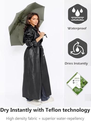 UK-UNIQUE Windproof Travel Umbrella - Compact, Light, Automatic, Strong and Portable - Wind Resistant, Small Folding Backpack Umbrella for Rain - Men and Women (Light Green) — view 3