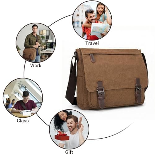 ChioSun Canvas Messenger Bag 15.6-17.3 Inch Crossbody Men's Shoulder Bags — view 6