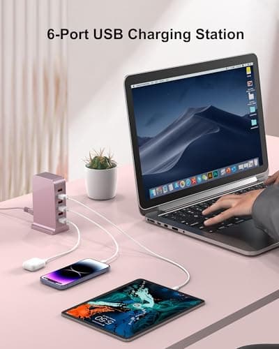 6 Port USB Charging Station 50W, Multi USB Charger Tower — view 2