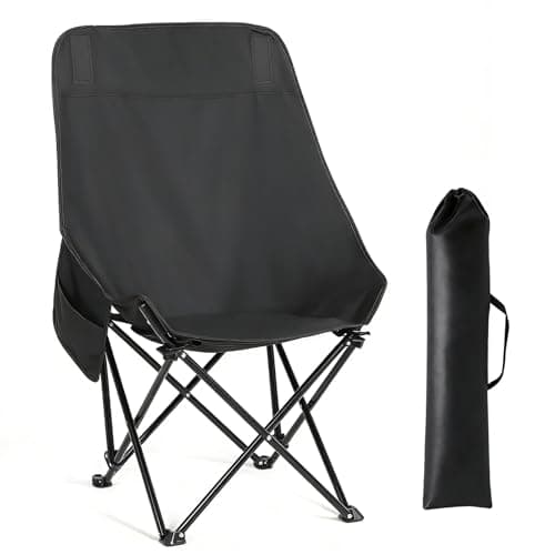 HAUSPROFI Folding Camping Chair Lightweight with 55cm High Back Outdoor Chair with Backpacking eavy Duty Tubular Steel Frame Ideal for Beach Picnics Garden Fishing