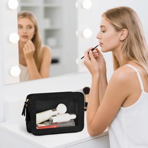DAMILY Clear Makeup Bags Travel Toiletry Bag Cosmetic Pouch for Women Black — view 2