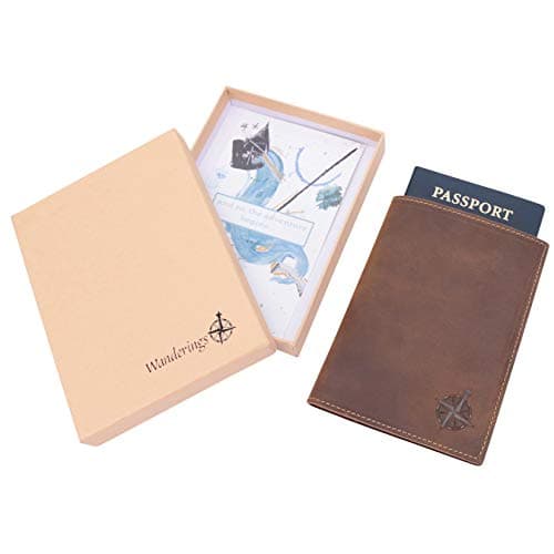 WANDERINGS Leather Travel Wallet with Passport Holder - 11x14 Cm - Genuine Leather Case with RFID Blocking for Men and Women - Folding Wallet for Passports — view 5