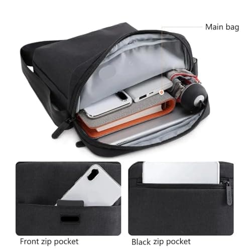 Men's Bags Light Canvas Shoulder Bag For 7.9' Tablet Casual Crossbody Waterproof Business bag For Travel(Black) — view 4