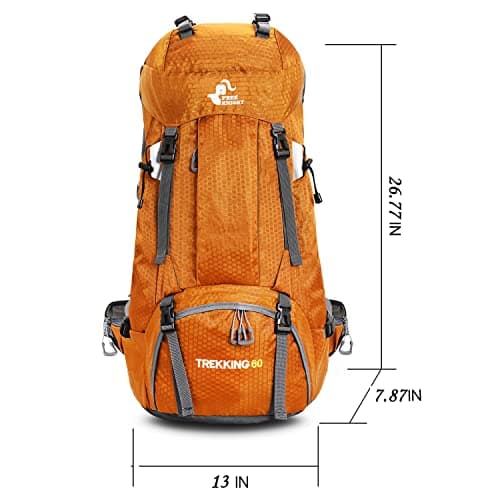 Bseash 60L Waterproof Hiking Camping Backpack with Rain Cover, Lightweight Outdoor Sport Travel Daypack Rucksack for Climbing Skiing — view 2