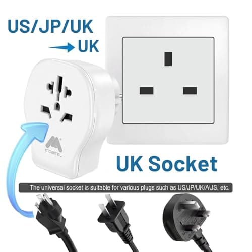 Mobitel Universal Travel Adapter UK with 20W USB-C PD 1 USB-A & 2 USB-C Ports Worldwide Plug Adapter for EU US AU Asia Fast Charging Power Adapter for Travel (White) — view 3