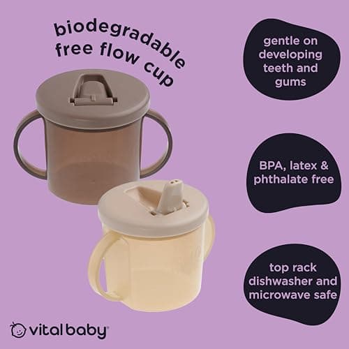 Vital Baby Free Flow Cups 200ml, 4m+ 2 Pack | Easy-Hold, First Sippy Cup — view 4
