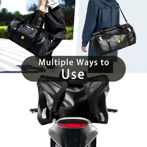 JIANFA Motorcycle Tail Bag, Large Capacity 66L Waterproof Motorbike Bag Multifunctional Motorcycle Luggage with Adjustable Shoulder Strap 60×37×39cm, Black — view 6