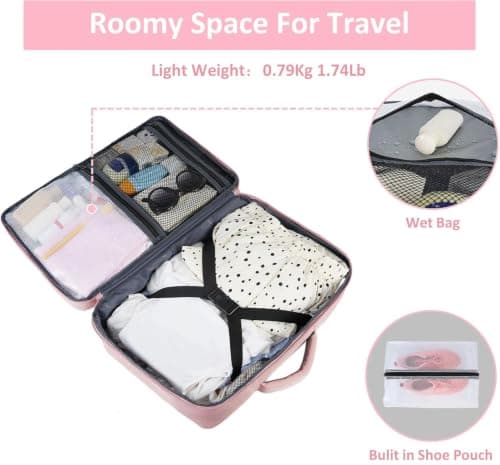 Pink Travel Backpack for Women, 15.6 Inch TSA Flight Approved Laptop Carry On Backpack with Shoe Pouch & Water Bottle Pocket, Casual Daypack for Weekender Business Hiking Nurse Use — view 4