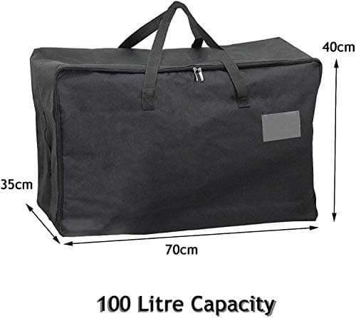Spares2go Large Zipped Duffel Bag 600D Oxford Canvas Water-Repellent Travel Gym Camping Car Boot Storage Duffle Holdall (Black, 100L) — view 2