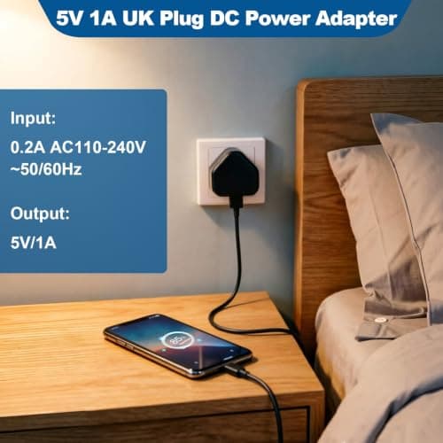 4 Pack 5V 1A USB Plug UK, USB Wall Charger Phone Plugs 3 Pin Mains Adaptor — view 5