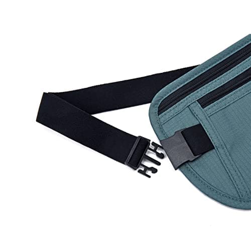 RFID Blocking Money Belt for Men Women, Slim Fanny Pack for Travel，Running,Conceal Waist Wallet for Passport Holder,Phone,Cash(Turquoise) — view 2