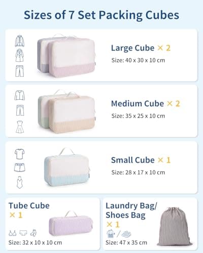Narwey 7 Set Packing Cubes for Suitcases, Travel Organiser Bags for Luggage — view 2