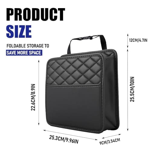 Car Seat Back Organiser, Universal & Foldable Leather Headrest Hanging Bag — view 2
