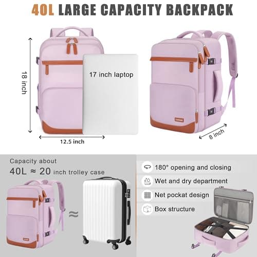 Velaybor 40L Travel Backpack, Flight Approved Carry On Laptop Backpack — view 5
