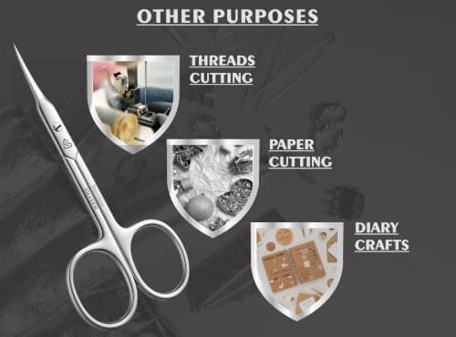 SILLVER Cuticle Scissors Extra Fine Curved, Super Slim Small Scissors with Precise Pointed Tip, Beard, Eyelash, Mustache, Dry Skin - Manicure Scissors — view 4