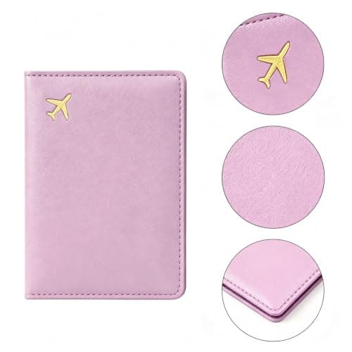 Pebipoo Passport Holder Travel Wallet,Boarding Pass and ID Card Leather Passport Wallet for Women and Men (Purple) — view 2