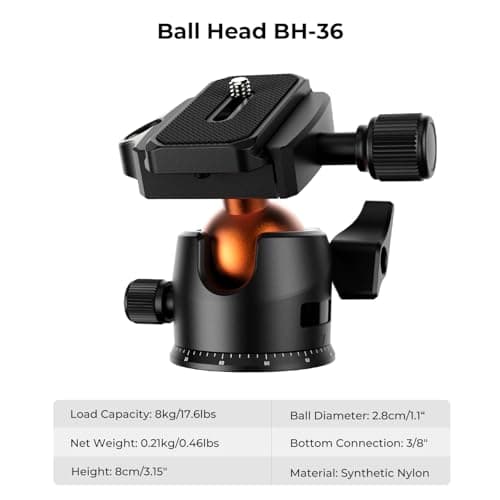 K&F CONCEPT 64inch/163cm Travel Camera Tripod with Phone Holder — view 5