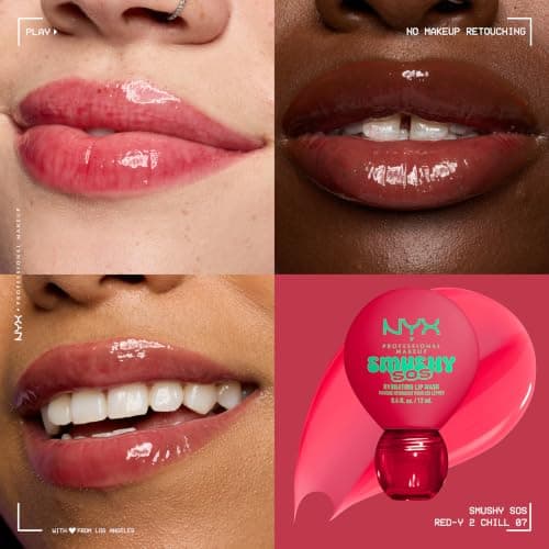 NYX Professional Makeup Smushy SOS, Hydrating Lip Mask, Upto 12HR Hydration, Glossy Shine, Infused with Hyaluronic Acid, Vegan & Cruelty Free, Red-y 2 Chill — view 2