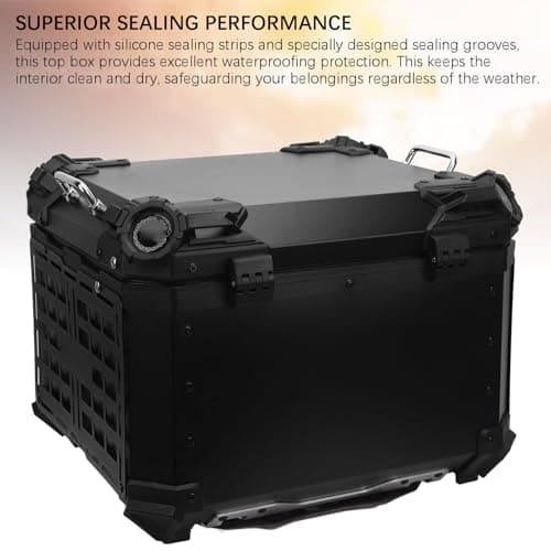 Cuifati Motorcycle Top Box 55L, Aluminum Luggage Case with Anti Theft Lock Quick Release Waterproofing, PU Thermal Cotton Lining Safeguards, for Travel Riding — view 3