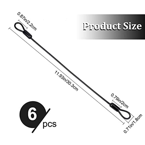 GORGECRAFT 6-Pack Stainless Steel Wire Rope Lanyard Cable Tether Safety Strap Iron Safety Cable Wire with Double Looped Ends Coated Plastic Security Cable Luggage Lock for Chain Lock — view 2