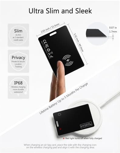 2 Pack - Apple MFi Certified Wallet Tracker Card 1.7mm Slim - (iOS Only) Find My Wallet Card Tags IP68 Waterproof, Works with Apple Find My, Bluetooth Item Locator for Keys, Purse, Luggage — view 4