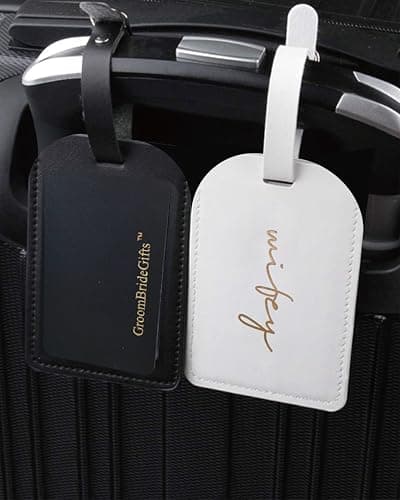 GroomBrideGifts Mr and Mrs Luggage Tags, Bridal Shower Gift, Honeymoon Travel Essentials, A Wife & Hubby, 4 * 3 — view 5
