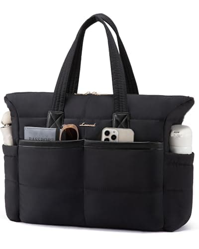 LOVEVOOK Tote Bag for Women, 15.6 Inch Puffer Laptop Bag, Lightweight Large Work Bag with Compartments, Water Resistant Shoulder Handbag, Office Briefcase for Work, School, Travel