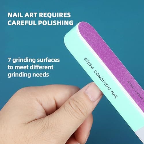 UEKPDM Nail File & Buffer, 7-Step Foam Block, 6 Pack, Assorted — view 3