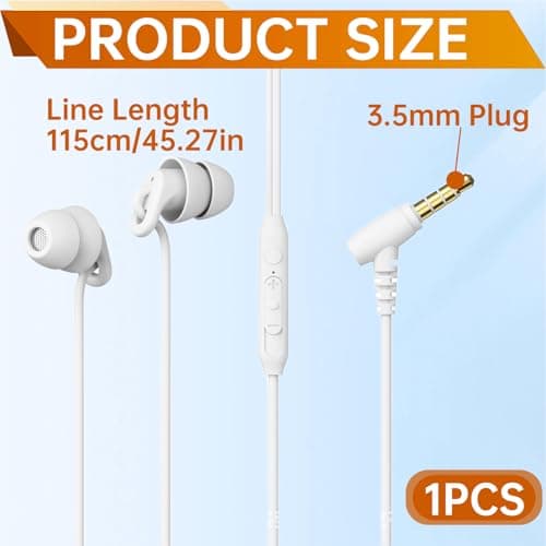 Sleep Earbuds, Soft Lightweight Wired Noise Cancelling Small Canal — view 2