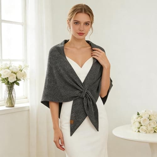 Ladiery Triangular Pashmina Wraps for Women, Premium Spring Autumn Winter Knitted Shawl, Soft Warm Scarf for Travel Party Daily Wear Gift — view 3