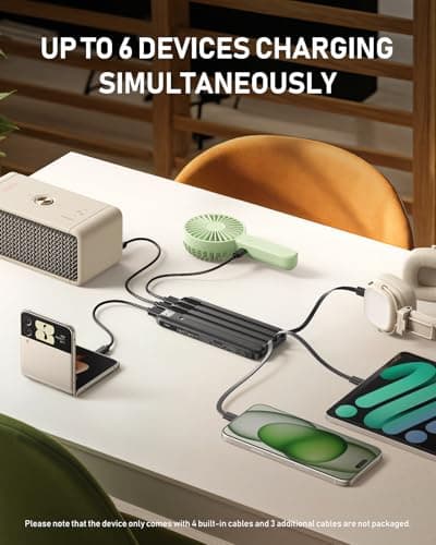 Charmast Portable Charger, 10000mAh Power Bank with Built in 4 Cables — view 2