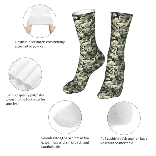 CPAQasg Army Digital Camouflage Print Knee High Socks For Men Women Soft Athletic Daily Wear Gift Travel Holiday Casual — view 4