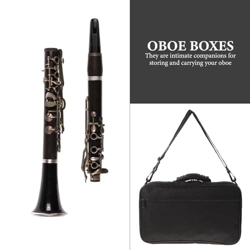 Mikikit Portable Oboe Carrying Case Smooth Surface and Canvas Bag Set with Internal Slot Design Black Wood and Pu Material, High-end Appearance, for Musician Travel and Storage — view 3