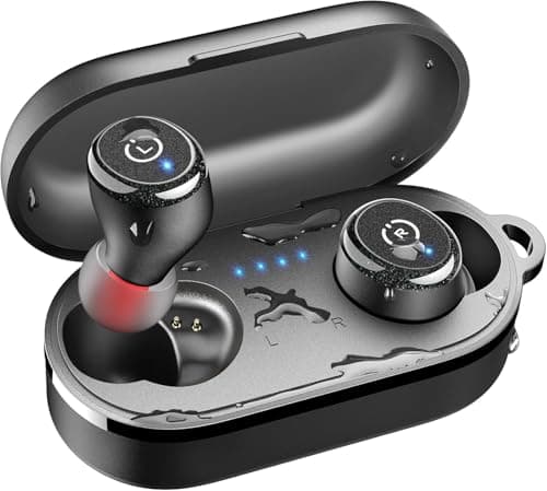 TOZO T10 Bluetooth 5.3 Wireless Earbuds with Wireless Charging Case IPX8 Waterproof Stereo Headphones in Ear Built in Mic Headset Premium Sound with Deep Bass for Sport Black