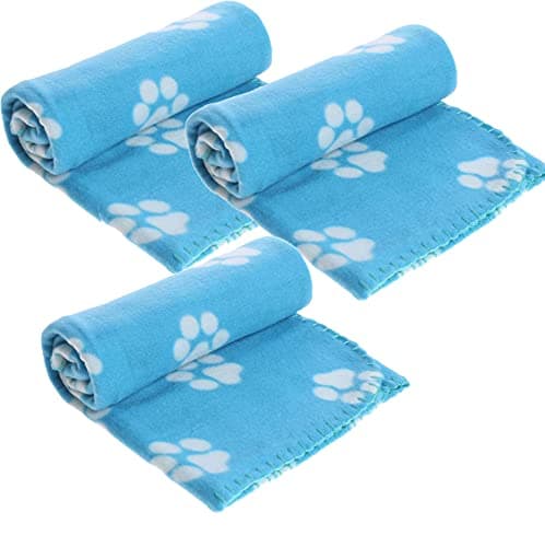 Value Pack of 3 Paw Print Pet, Dog, Puppy, Cat Blanket Pet Blankets Size 70x73 cm (Blue) — view 2