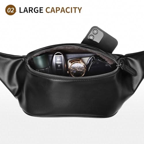SUIKIHUM Leather Bumbag Fanny Pack for Women,Lightweight Travel Waist Bag — view 4