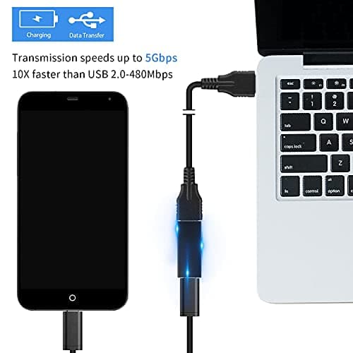Duttek USB C to USB Adapter, Type C Female to USB Female Adapter Connector Compatible with iPhone 11,Google Pixel, Samsung Galaxy S20, Huawei, Moto (2 pack) — view 4