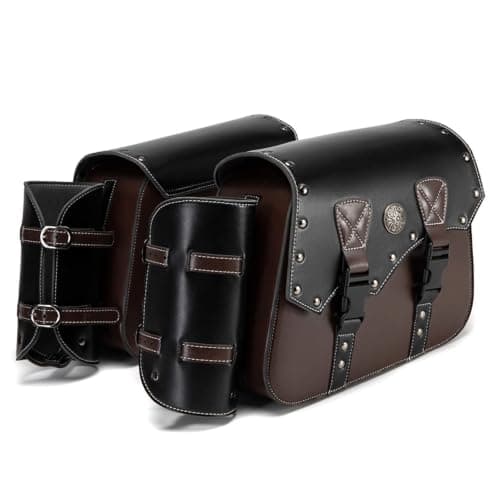Brown Vintage Leather Motorcycle Saddlebags, Luggage Bags for Cruiser, Touring, Chopper, Rustic Leather Motorcycle Bags — view 4