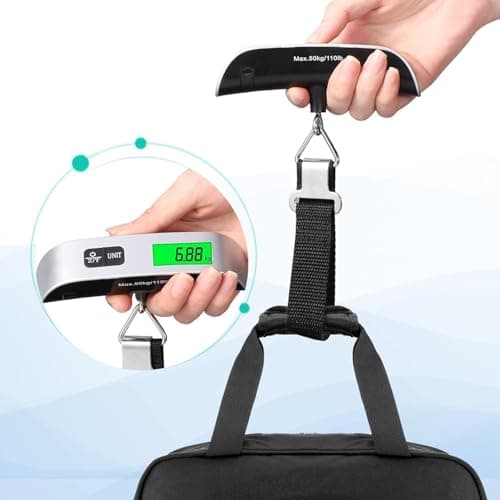 Luggage Scale 50kg / 110lb Digital Portable Suitcase Scale – Hanging Luggage Weight Scale with Backlit LCD & Temperature Display, Travel Accessories Silver — view 6