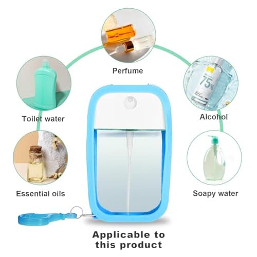 Qianyu 4PCS Reusable 50 ML Card Spray Bottle Portable Moisturizing Sprayer Box Card Design Empty Bottles with Hook Refillable Perfume Atomizer Vials for Cosmetic (white,sky blue,black,light pink) — view 4