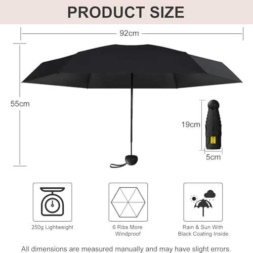 FWHFNB Travel Umbrella, Travel Mini Umbrella, Pocket Umbrella, UV Umbrella, UPF 50+, Portable Lightweight Compact, with Storage Box, for Men and Women (Dark Green) — view 2